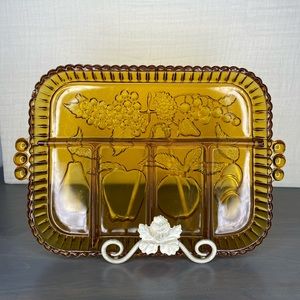 Vintage Amber Indiana Glass Relish Serving Tray